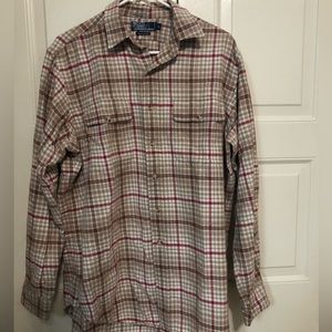 Ralph Lauren POLO plaid button up flannel L large shirt